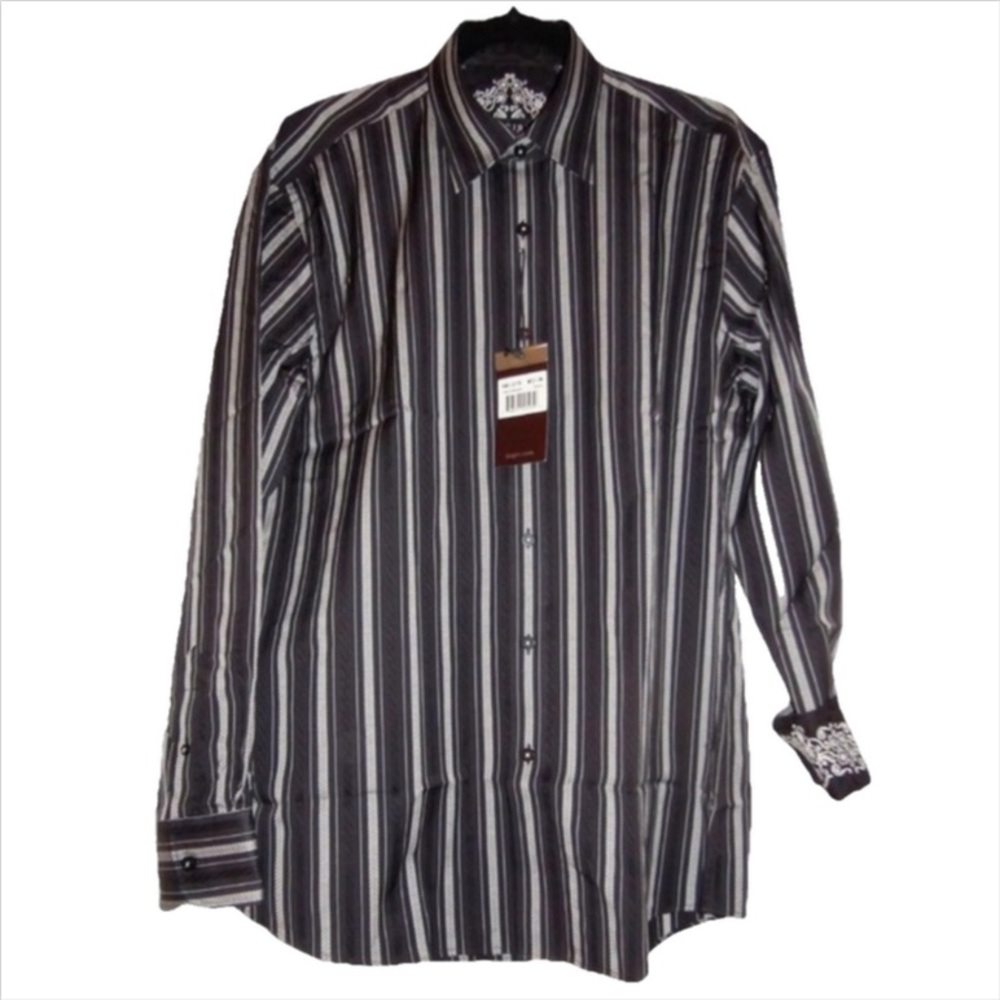 Zagiri Taxi Driver Embroidered Striped Button Down Sports Shirt